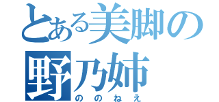 とある美脚の野乃姉（ののねえ）