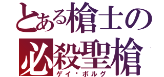 とある槍士の必殺聖槍（ゲイ·ボルグ）