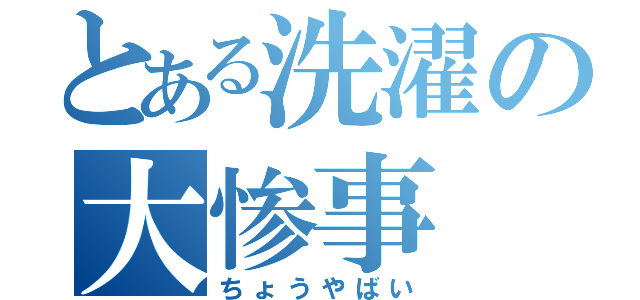 とある洗濯の大惨事（ちょうやばい）