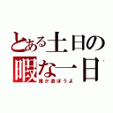 とある土日の暇な一日（誰か遊ぼうよ）