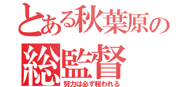 とある秋葉原の総監督（努力は必ず報われる）