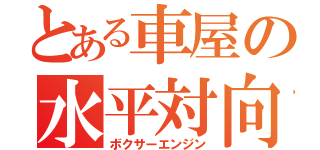 とある車屋の水平対向（ボクサーエンジン）