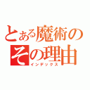 とある魔術のその理由（インデックス）