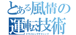 とある風情の運転技術（ドライビングテクニック）