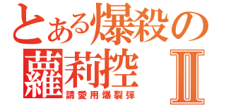 とある爆殺の蘿莉控Ⅱ（請愛用爆裂彈）