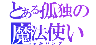 とある孤独の魔法使い（ふかパンダ）