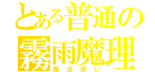 とある普通の霧雨魔理沙（魔法使い）