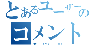 とあるユーザーのコメント（キタ－－－－（゜∀゜）－－－！－！！！）