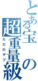 とある宝の超重量級（ただのデブ）