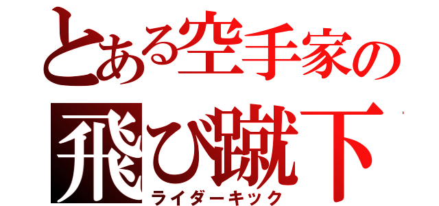 とある空手家の飛び蹴下げ（ライダーキック）