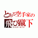 とある空手家の飛び蹴下げ（ライダーキック）