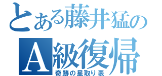 とある藤井猛のＡ級復帰（奇跡の星取り表）