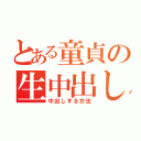 とある童貞の生中出し（中出しする方法）