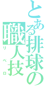 とある排球の職人技（リベロ）