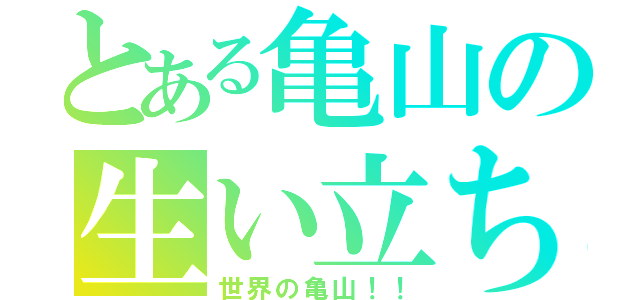 とある亀山の生い立ち（世界の亀山！！）