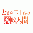 とある二十台の腐敗人間（ニート）