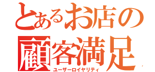 とあるお店の顧客満足（ユーザーロイヤリティ）