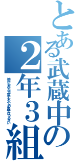 とある武蔵中の２年３組（傍からみたら女子大人しめ男子はうるさい）