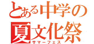 とある中学の夏文化祭（サマーフェス）