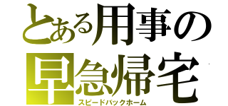 とある用事の早急帰宅（スピードバックホーム）