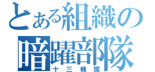 とある組織の暗躍部隊（十三機関）