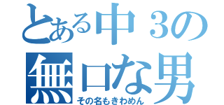 とある中３の無口な男（その名もきわめん）