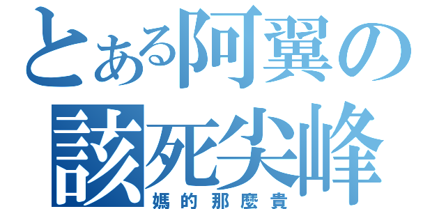 とある阿翼の該死尖峰（媽的那麼貴）