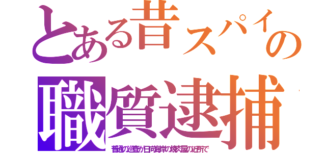 とある昔スパイの職質逮捕（普通の巡査が日向海岸の焼肉屋の近所で）