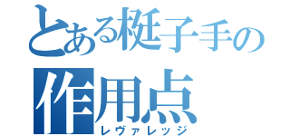 とある梃子手の作用点（レヴァレッジ）