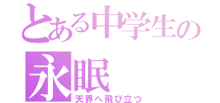 とある中学生の永眠（天界へ飛び立つ）