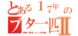 とある１７年 ヤリマンのブタ一匹Ⅱ（李海珍 森川亮 ネイバー金子智美）