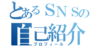 とあるＳＮＳの自己紹介（プロフィール）