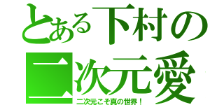 とある下村の二次元愛（二次元こそ真の世界！）