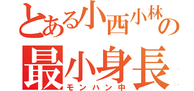 とある小西小林の最小身長ケモノ狩中毒（モンハン中）