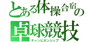 とある体操合宿の卓球競技（チャンピオンシップ）