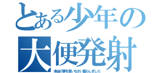 とある少年の大便発射（本当の事を言いなさい漏らしました）