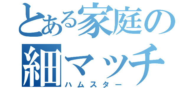 とある家庭の細マッチョ（ハムスター）