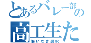 とあるバレー部の高工生たち（悔いなき選択）