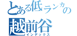 とある低ランカーの越前谷（インデックス）