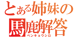 とある姉妹の馬鹿解答（ベンキョウシロ）