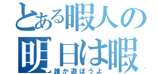 とある暇人の明日は暇（誰か遊ぼうよ）