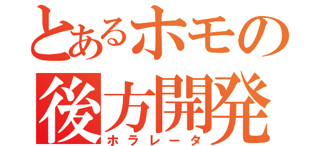 とあるホモの後方開発（ホラレータ）