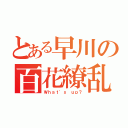 とある早川の百花繚乱（Ｗｈａｔ'ｓ ｕｐ？）