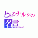 とあるナルシの名言（俺になりたいか？）