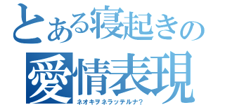 とある寝起きの愛情表現（ネオキヲネラッテルナ？）