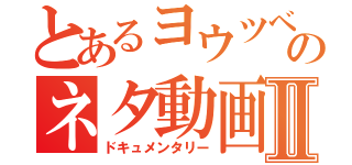 とあるヨウツベのネタ動画Ⅱ（ドキュメンタリー）