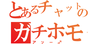 とあるチャットのガチホモ運営（アッー♂）