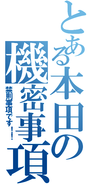 とある本田の機密事項（禁則事項です！！）