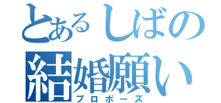 とあるしばの結婚願い（プロポーズ）