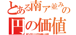 とある南ア並みの円の価値（鼻穴ｖ字スパイが円を鹵獲した結果）